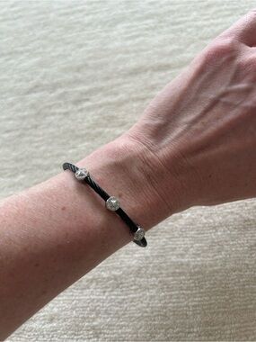 Charriol Black Cable Bracelet with Silver Accent Stones